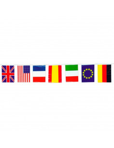 Tradineur - Guirnalda con banderas internacionales - Fabricado en Plástico - Ideal para decorar una fiesta de cumpleaños, una bo