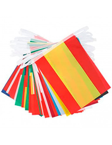 Tradineur - Guirnalda con banderas internacionales - Fabricado en Plástico - Ideal para decorar una fiesta de cumpleaños, una bo