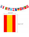 Tradineur - Guirnalda con banderas internacionales - Fabricado en Plástico - Ideal para decorar una fiesta de cumpleaños, una bo