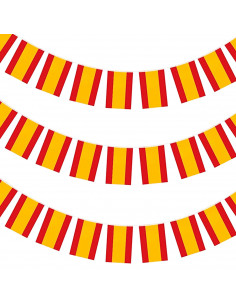 Tradineur - Guirnalda con banderas de España - Fabricado en Plástico - Ideal para decorar una fiesta de cumpleaños, una boda, un