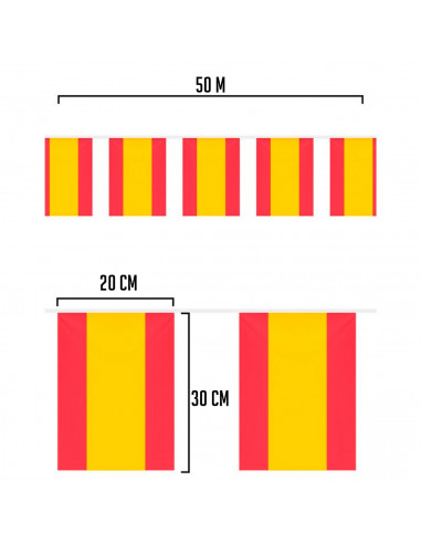 Tradineur - Guirnalda con banderas de España - Fabricado en Plástico - Ideal para decorar una fiesta de cumpleaños, una boda, un