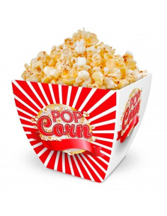 Tradineur - Bol de palomitas cuadrado "Pop Corn" - Fabricado en Plástico - Recipiente reutilizable para cine en casa - Capacidad