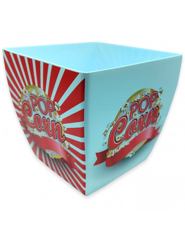 Tradineur - Bol de palomitas cuadrado "Pop Corn" - Fabricado en Plástico - Recipiente reutilizable para cine en casa - Capacidad