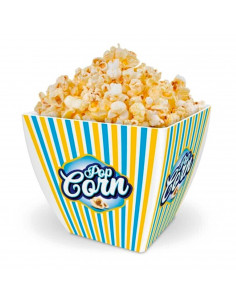 Tradineur - Bol de palomitas cuadrado "Pop Corn" - Fabricado en Plástico - Recipiente reutilizable para cine en casa - Capacidad
