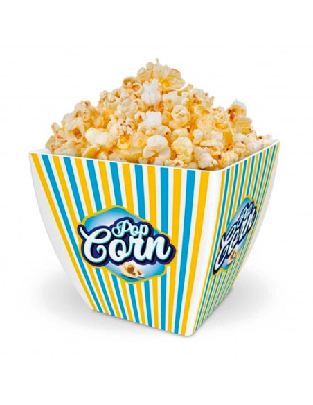 Tradineur - Bol de palomitas cuadrado "Pop Corn" - Fabricado en Plástico - Recipiente reutilizable para cine en casa - Capacidad