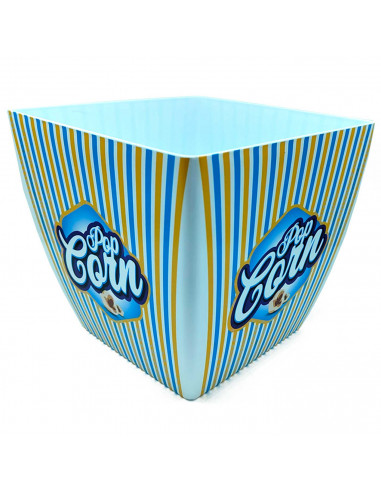 Tradineur - Bol de palomitas cuadrado "Pop Corn" - Fabricado en Plástico - Recipiente reutilizable para cine en casa - Capacidad