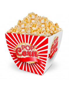 Tradineur - Bol de palomitas cuadrado "Pop Corn" - Fabricado en Plástico - Recipiente reutilizable para cine en casa - Capacidad