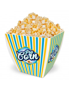 Tradineur - Bol de palomitas cuadrado "Pop Corn" - Fabricado en Plástico - Recipiente reutilizable para cine en casa - Capacidad