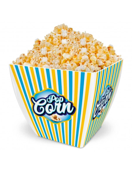 Tradineur - Bol de palomitas cuadrado "Pop Corn" - Fabricado en Plástico - Recipiente reutilizable para cine en casa - Capacidad