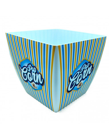 Tradineur - Bol de palomitas cuadrado "Pop Corn" - Fabricado en Plástico - Recipiente reutilizable para cine en casa - Capacidad