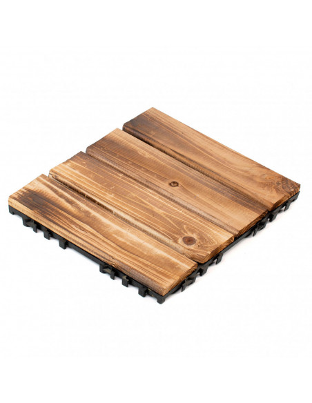 Tradineur - Baldosa de madera natural para terraza - Fácil instalación - Decoración y protección para exteriores - 30 x 30 cm -
