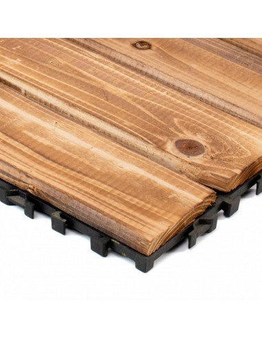 Tradineur - Baldosa de madera natural para terraza - Fácil instalación - Decoración y protección para exteriores - 30 x 30 cm -