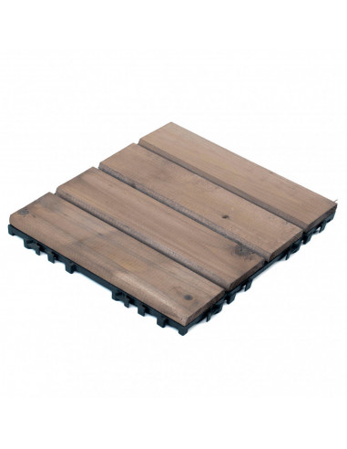 Tradineur - Baldosa de madera natural para terraza - Fácil instalación - Decoración y protección para exteriores - 30 x 30 cm -