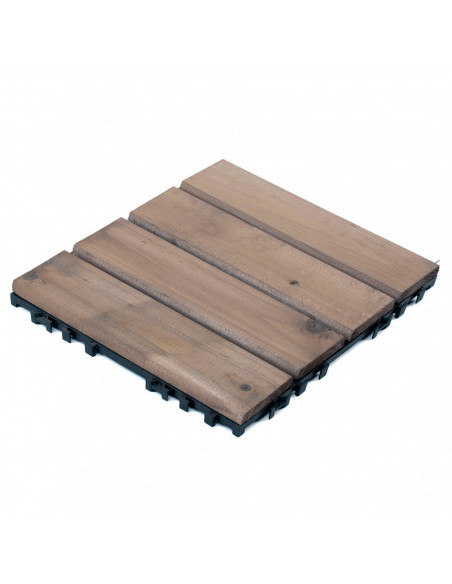 Tradineur - Baldosa de madera natural para terraza - Fácil instalación - Decoración y protección para exteriores - 30 x 30 cm -