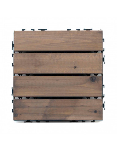 Tradineur - Baldosa de madera natural para terraza - Fácil instalación - Decoración y protección para exteriores - 30 x 30 cm -