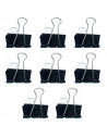 Tradineur - Pack de 8 pinzas sujetapapeles, brazos plegables de acero, sujeción de documentos, folios, clips para oficina (Negro