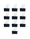 Tradineur - Pack de 10 pinzas sujetapapeles, brazos plegables de acero, sujeción de documentos, folios, clips para oficina (Negr