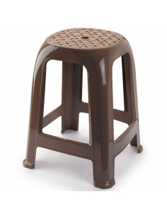 Tradineur - Taburete de plástico con reposapiés, asiento de 26 x 26 cm, banqueta multiusos, cocina, salón, baño, hogar, fabricad
