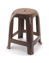 Tradineur - Taburete de plástico con reposapiés, asiento de 26 x 26 cm, banqueta multiusos, cocina, salón, baño, hogar, fabricad