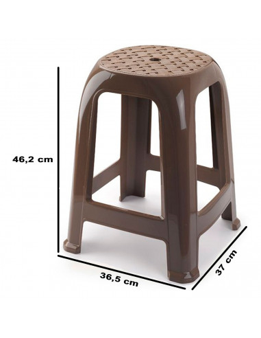 Tradineur - Taburete de plástico con reposapiés, asiento de 26 x 26 cm, banqueta multiusos, cocina, salón, baño, hogar, fabricad