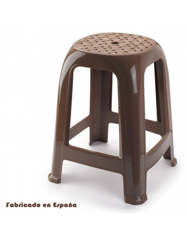 Tradineur - Taburete de plástico con reposapiés, asiento de 26 x 26 cm, banqueta multiusos, cocina, salón, baño, hogar, fabricad