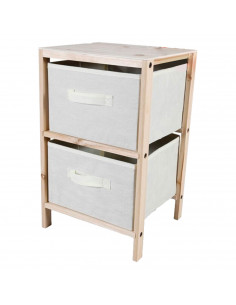 Tradineur - Mesa Auxiliar de madera - 2 Niveles - Cajones de tela - Almacenamiento y organización - Incluye tornillos y manual -