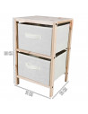 Tradineur - Mesa Auxiliar de madera - 2 Niveles - Cajones de tela - Almacenamiento y organización - Incluye tornillos y manual -