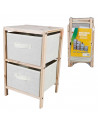 Tradineur - Mesa Auxiliar de madera - 2 Niveles - Cajones de tela - Almacenamiento y organización - Incluye tornillos y manual -