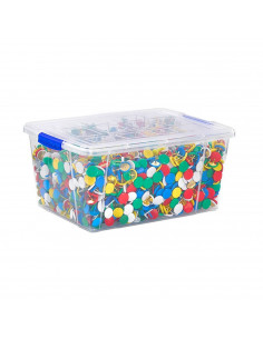 Tradineur - Mini caja de almacenamiento con tapa de cierres a presión y capacidad de 1000 ml. Medidas: 13 x 16,5  x 8 cm