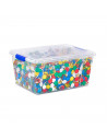 Tradineur - Mini caja de almacenamiento con tapa de cierres a presión y capacidad de 1000 ml. Medidas: 13 x 16,5  x 8 cm