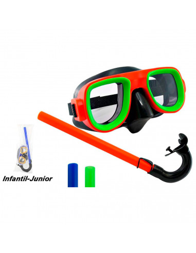 Tradineur - Gafas de buceo con tubo para niños, plástico y goma, accesorio para deportes acuáticos, mar, playa, piscina, talla i
