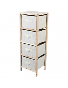 Tradineur - Mesa Auxiliar de madera con 4 alturas - Cajones de tela - Almacenamiento y organización - Incluye tornillos y manual