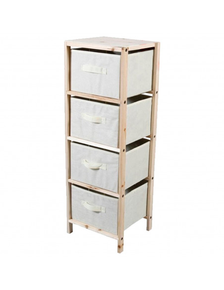 Tradineur - Mesa Auxiliar de madera con 4 alturas - Cajones de tela - Almacenamiento y organización - Incluye tornillos y manual