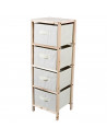 Tradineur - Mesa Auxiliar de madera con 4 alturas - Cajones de tela - Almacenamiento y organización - Incluye tornillos y manual