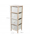 Tradineur - Mesa Auxiliar de madera con 4 alturas - Cajones de tela - Almacenamiento y organización - Incluye tornillos y manual