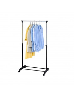 Perchero de acero color negro metalizado con ruedas fácil de montar 78 x 42 x 89 - 160 cm