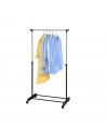 Perchero de acero color negro metalizado con ruedas fácil de montar 78 x 42 x 89 - 160 cm