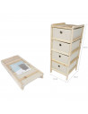 Tradineur - Mueble Auxiliar de madera con 4 Niveles - Cajones de tela - Cajonera, cómoda - Almacenamiento y organización - Inclu