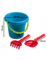 Tradineur - Set de cubo de playa, pala y rastrillo de plástico, juguete infantil, jugar en la arena, parque, jardín, regalo para