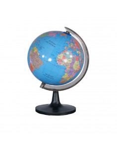 Globo terráqueo giratorio en Español 18 cm, globo terrestre de plástico educativo, mapa mundi político redondo