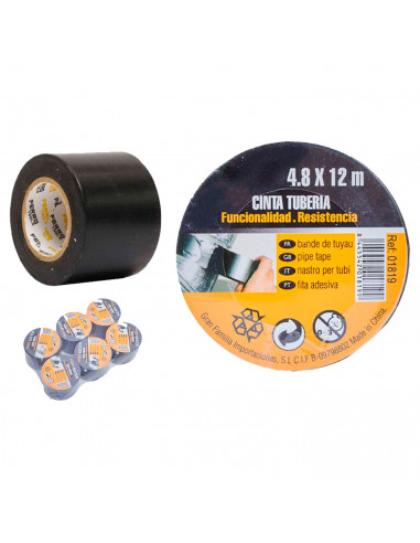 Tradineur - Cinta adhesiva para tuberias - Precinto multiusos - Adhesivos y selladores - Aptos para superficies como plástico, m