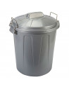 Tradineur - Cubo de basura con asas metálicas y tapa, plástico resistente, contenedor de residuos, papelera, reciclaje, industri