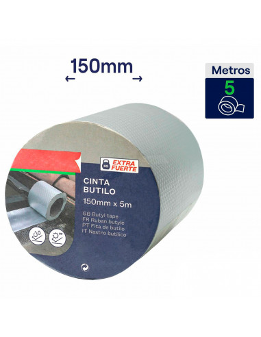 Tradineur - Cinta adhesiva de butilo, extra fuerte, impermeable, multiusos, sellador, reparar fugas de agua, grietas, juntas, br