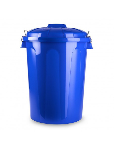 Tradineur - Cubo de basura con asas metálicas y tapa, plástico resistente, contenedor de residuos, papelera, reciclaje, industri