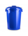 Tradineur - Cubo de basura con asas metálicas y tapa, plástico resistente, contenedor de residuos, papelera, reciclaje, industri