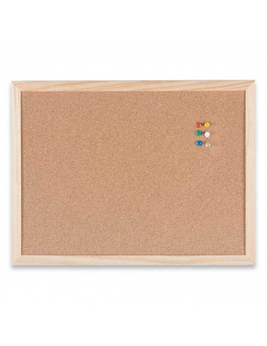 Tradineur - Tablero de corcho natural - Incluye chincheta y accesorios de fijación - Marco de madera resistente - 40 x 30 cm