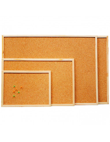 Tradineur - Tablero de corcho natural - Incluye chincheta y accesorios de fijación - Marco de madera resistente - 40 x 30 cm