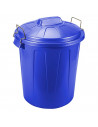 Tradineur - Cubo de basura con asas metálicas y tapa, plástico resistente, contenedor de residuos, papelera, reciclaje, industri