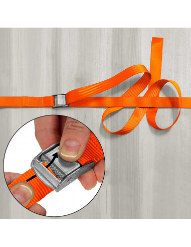 Tradineur - Pack de 2 Correas de amarre con trinquete - Apto para motos, pickup, remolques, etc - Longitud de 5 Metros