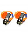 Tradineur - Pack de 2 Correas de amarre con trinquete - Ideal para motos, pickup, remolques, etc - Longitud de 2,5 Metros